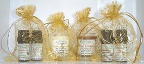  The three wise men Gold organza gift bags,
 with Frankincense and Myrrh, Cinnamon and Orange, essential oils and candles. 
